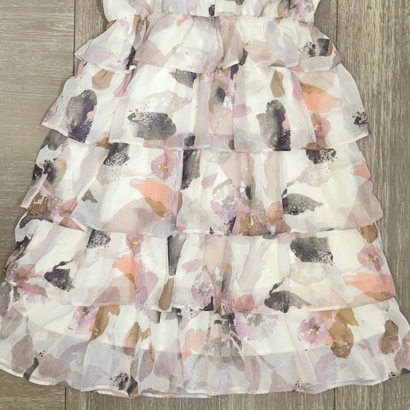 ILLA ILLA Ruffle Tiered Floral Mini Dress M Boho Chic Layered Summer Party - Picture 4 of 14